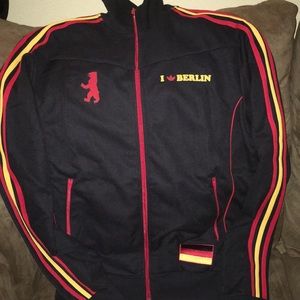 adidas Black Jacket with Red and Yellow Stripes